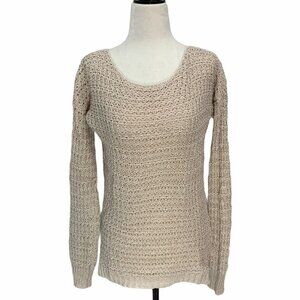 𝅺anthropologie💕ruby Moon Blush Open Weave Long Sleeve Sweater Size S